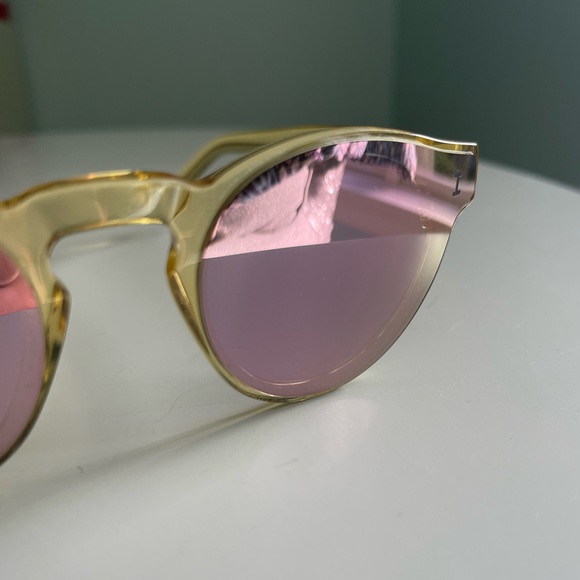 Illesteva Leonard Gold Frame Sunglasses with Pink Lenses - Picture 6 of 8